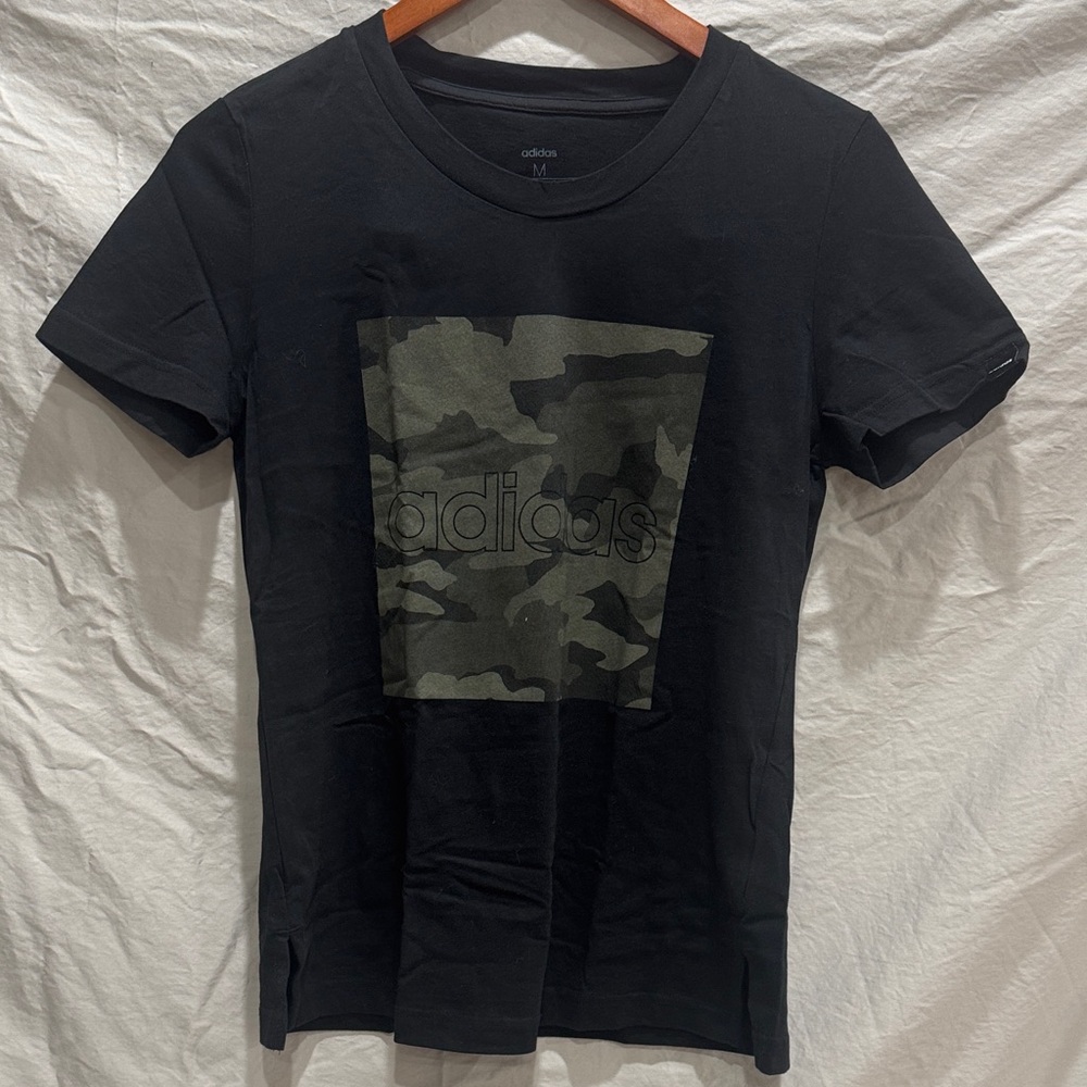 Adidas Women’s Black Tee with Camouflage Graphic